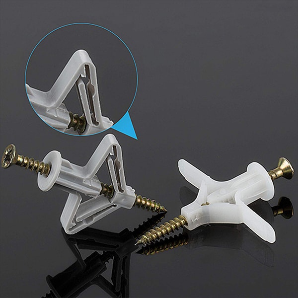 Economical plastic anchor for plasterboard