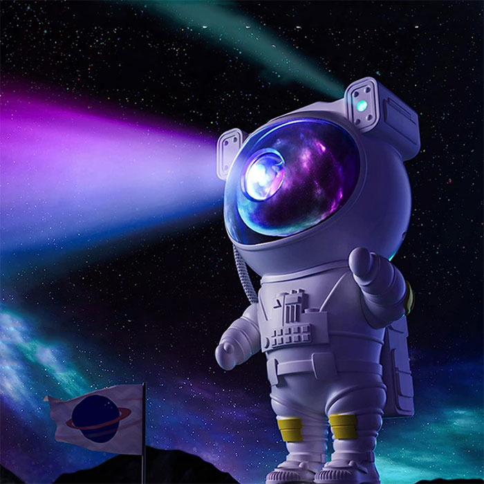 An LED lamp projects the look of space and galactic dust onto the wall or ceiling!