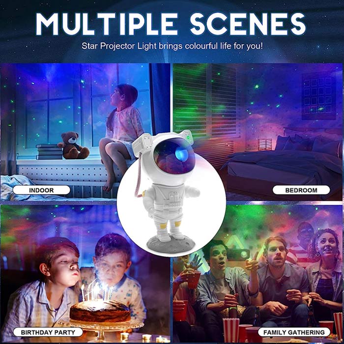 The LED projector has a 230° wide beam, which allows the whole room to be illuminated!