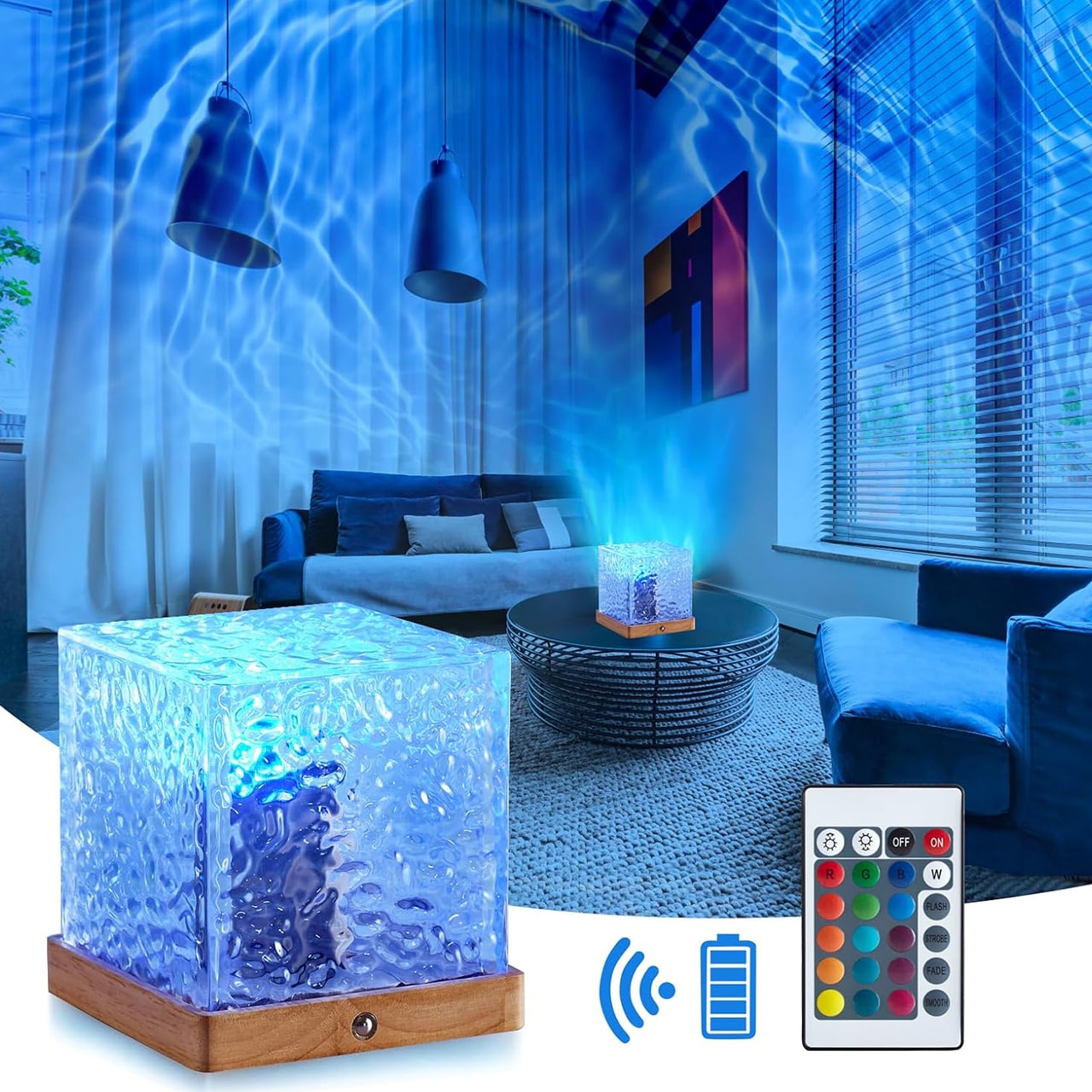Choose from 16 colours, which can be changed by pressing a button on the light or by remote control.
