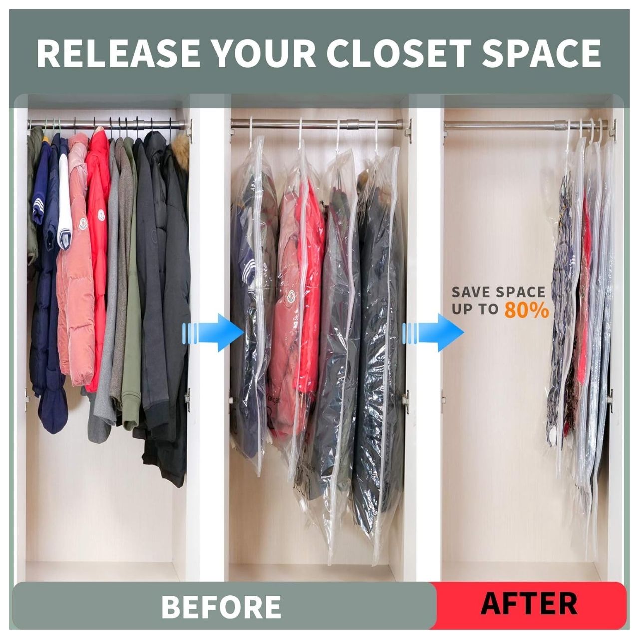 Bagsy, hanging vacuum bags for storing clothes (4 pcs.) - Image 2