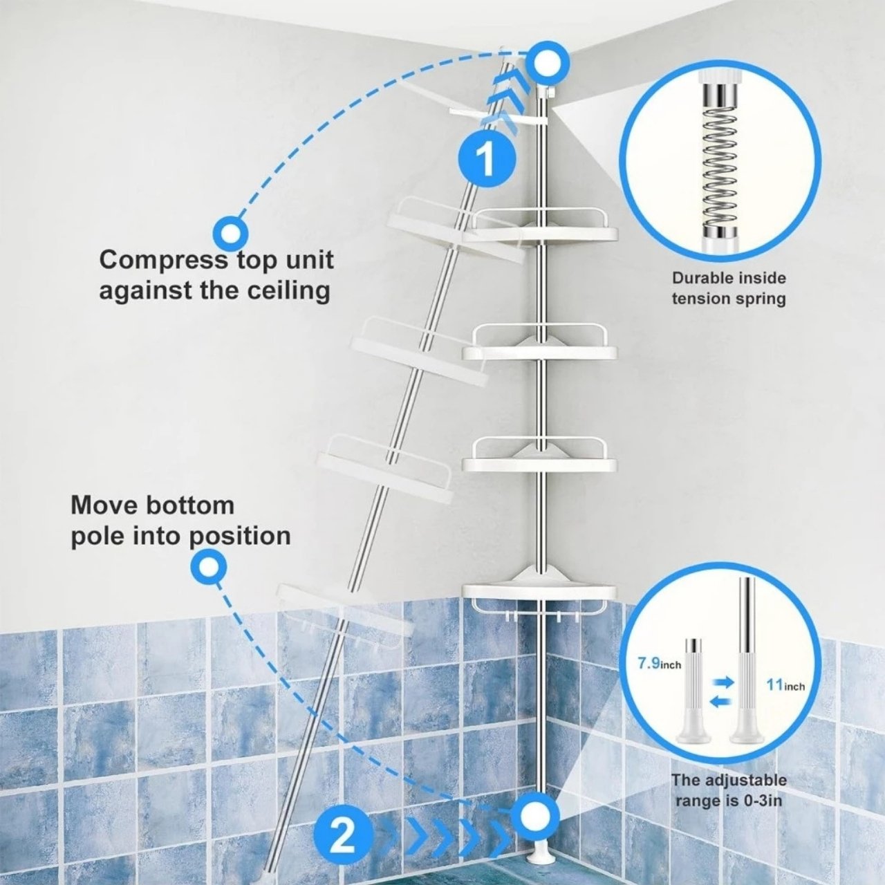 BathRack, corner telescopic shower shelf - Image 4
