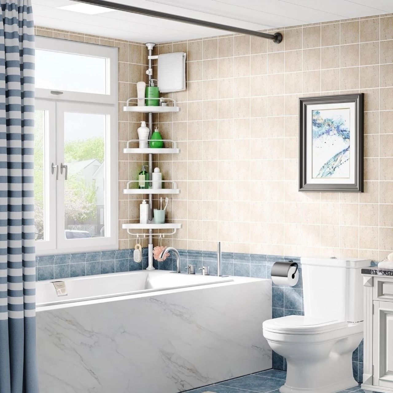 Organised bathroom without drilling