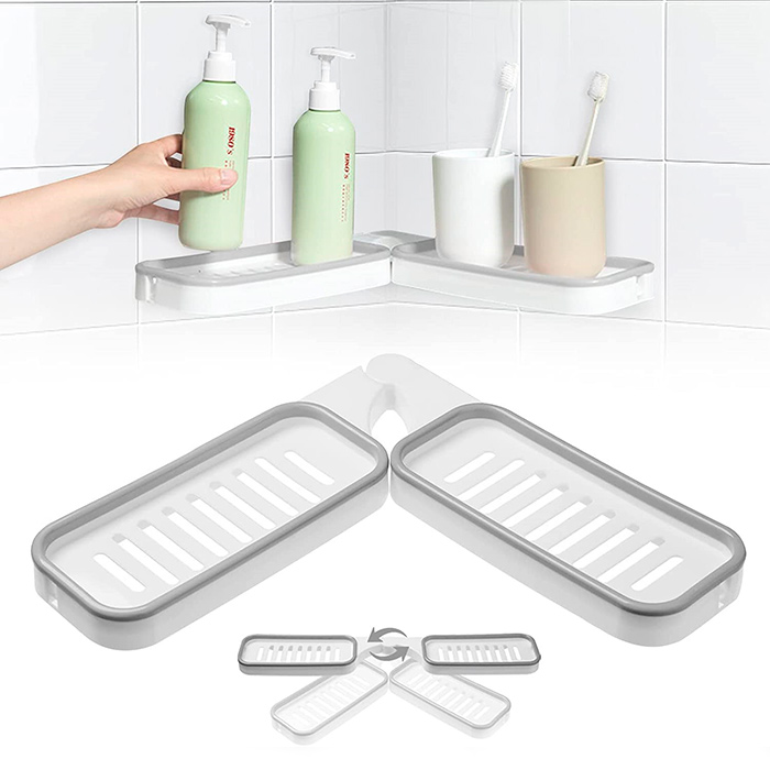 The bathroom shelf can be installed at 90° or 180°, so it fits into the corner of the wall!