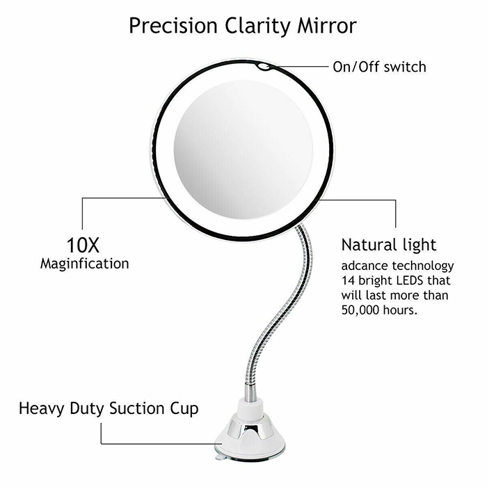 BeautyMirror, a mirror with magnification, powerful LED light and a bendable holder - Image 3