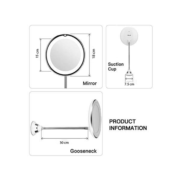 The mirror has a flexible neck, so you can move it around to suit your needs.