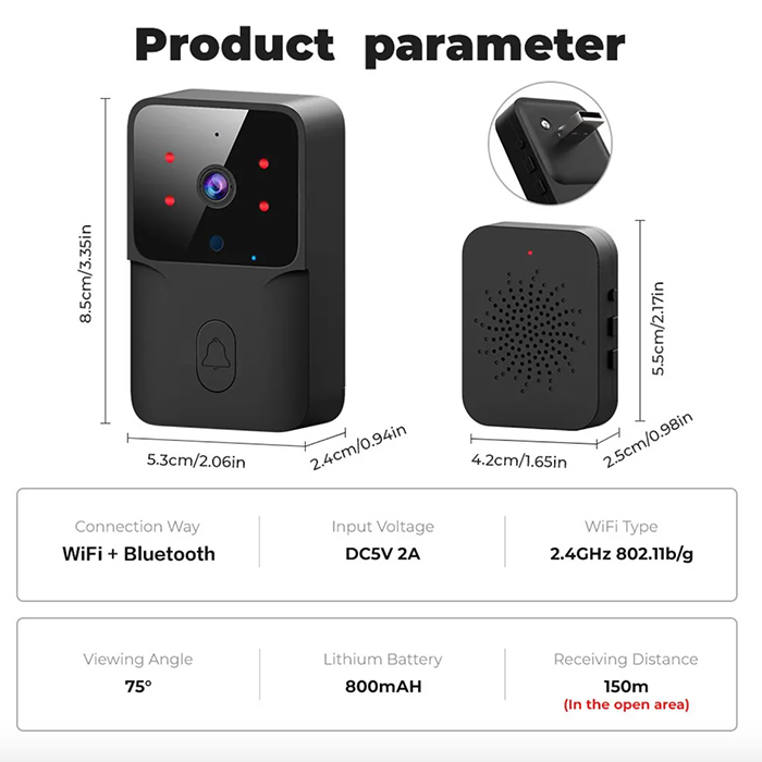 Bell, wireless doorbell with video, two-way sound and motion detector - Image 2