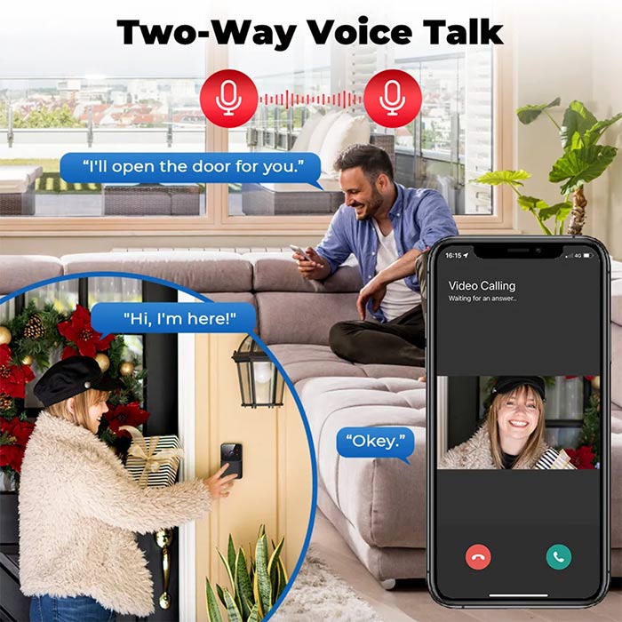 Bell, wireless doorbell with video, two-way sound and motion detector - Image 3