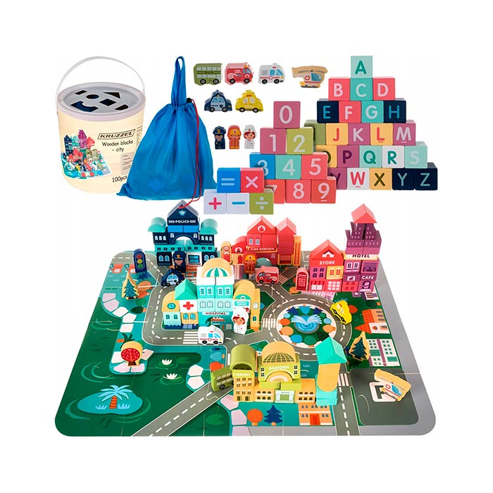 BlockCity, a set of blocks in different shapes with a handy box and play mat - Image 3