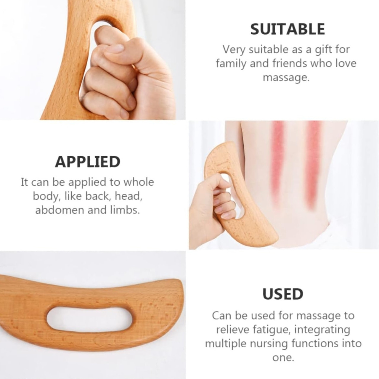 The wooden board is sustainable, chemical-free and ideal for home or professional use in Gua Sha technique, lymphatic drainage or anti-stress massage.