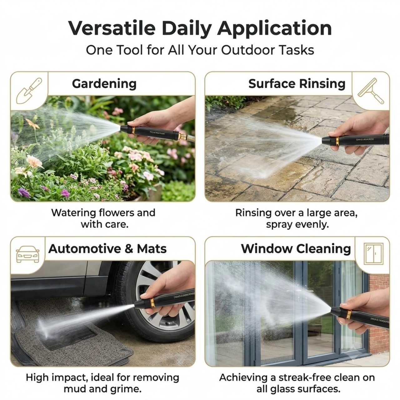 For watering flowers and washing the car