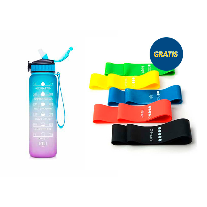 BottleBundle, Motivational Water Bottle + 5-Piece Set of Exercise Elastics - Image 2