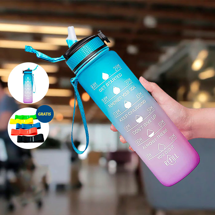 BottleBundle, Motivational Water Bottle + 5-Piece Set of Exercise Elastics - Image 3