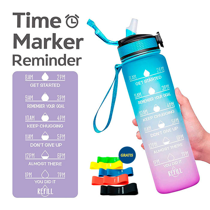 BottleBundle, Motivational Water Bottle + 5-Piece Set of Exercise Elastics - Image 5
