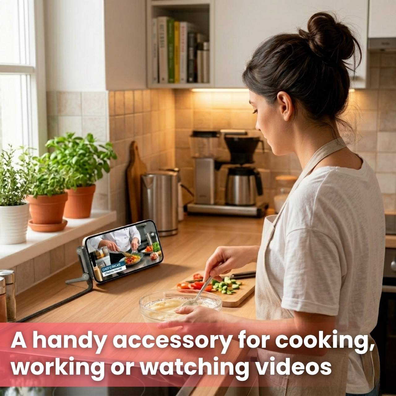 A handy accessory for cooking, working or watching videos