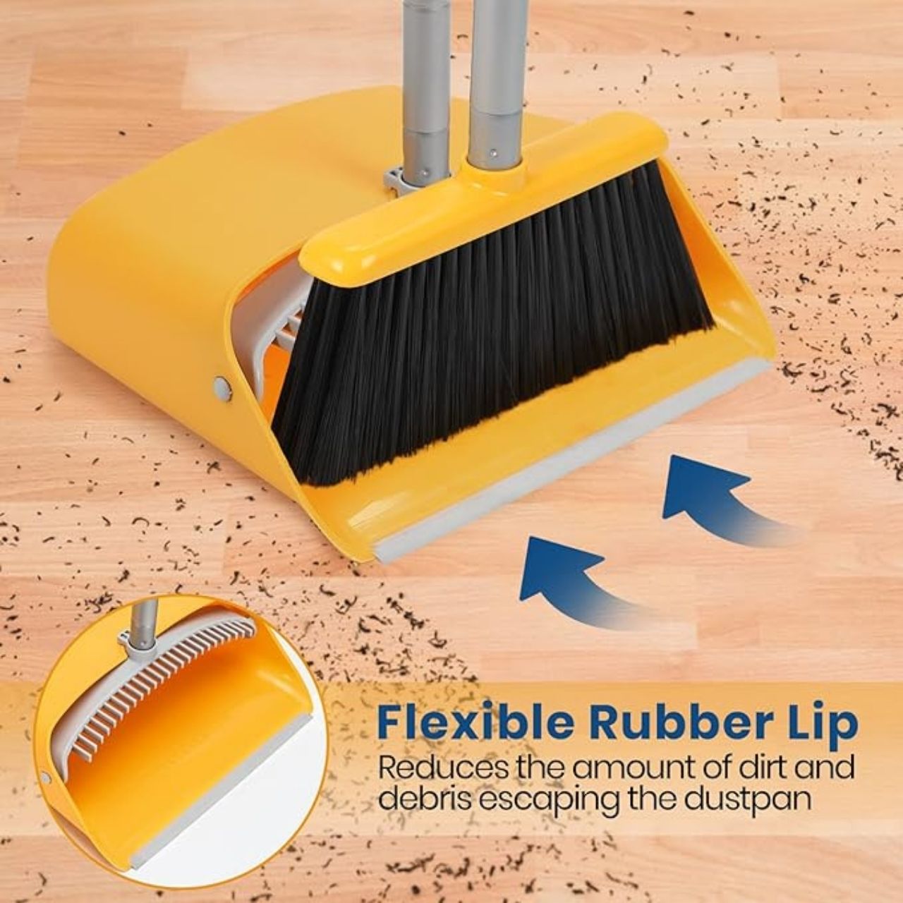With specially shaped bristles and flexibility, the broom picks up even the most stubborn crumbs, hair and dust from floors, carpets and grout.