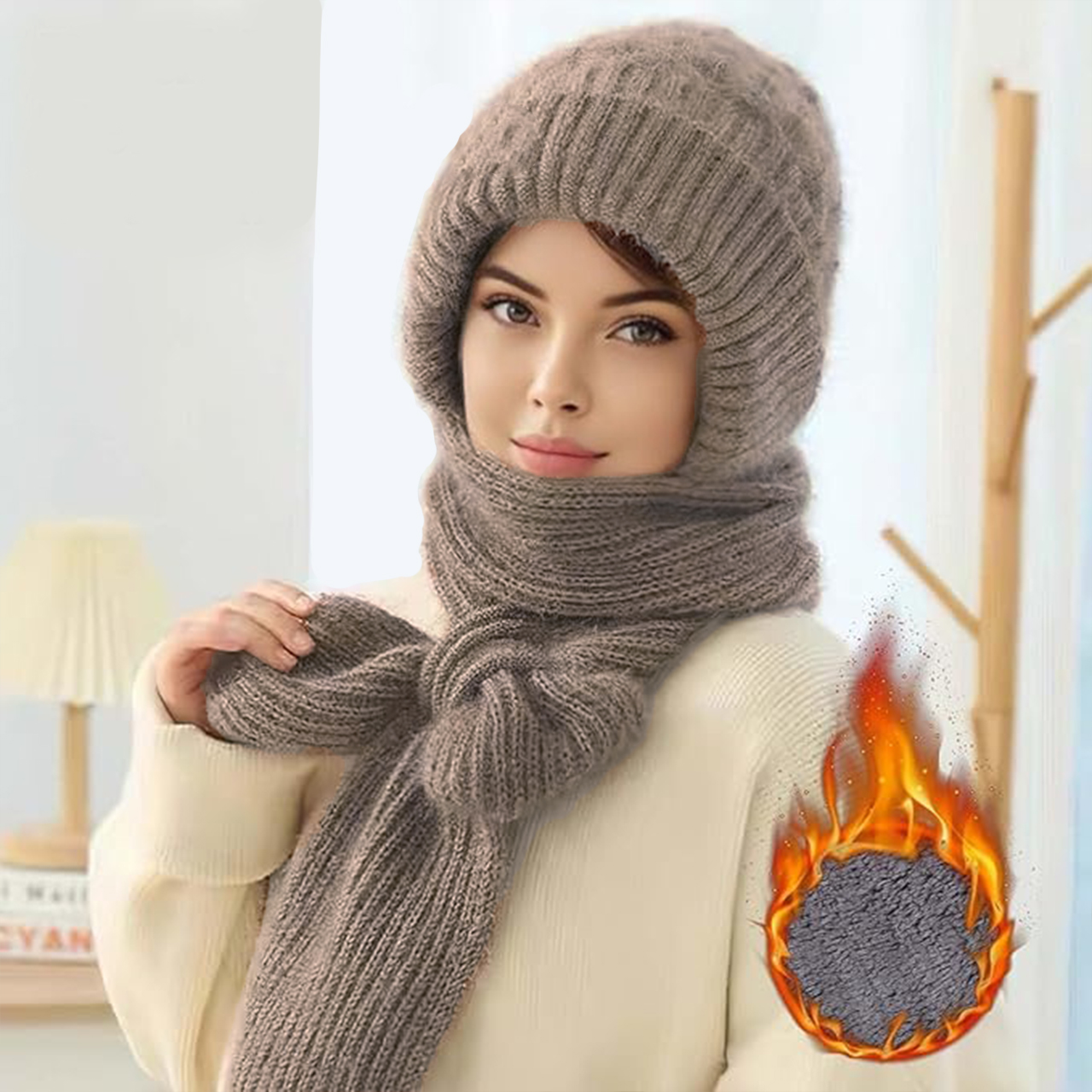 CapScarf, women's winter cap with sewn-on scarf - Image 3