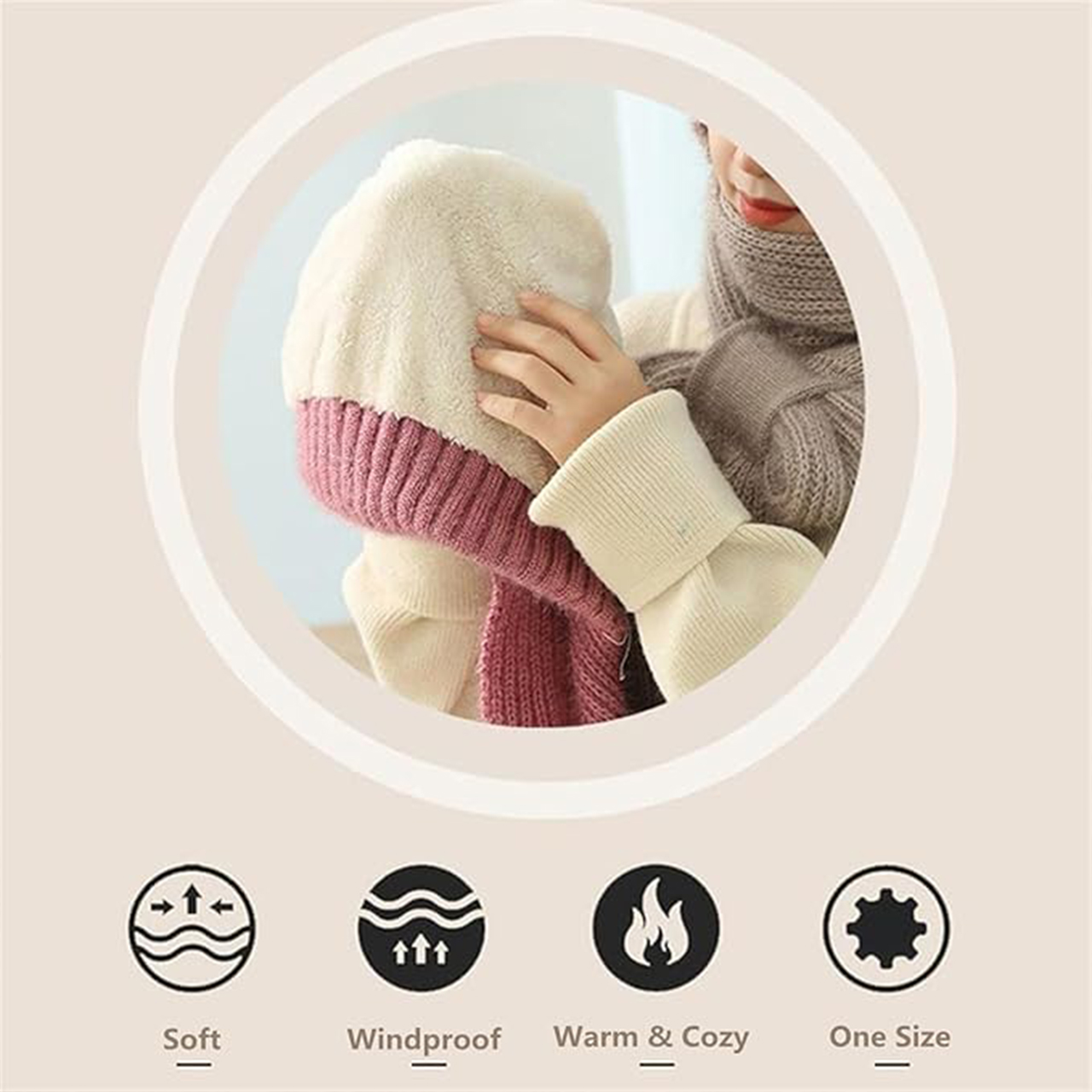 CapScarf, women's winter cap with sewn-on scarf - Image 7
