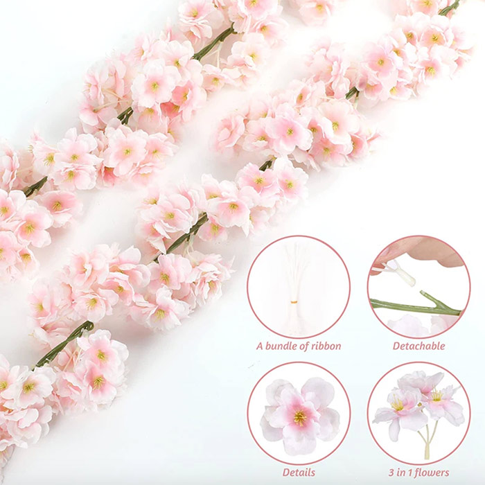 Cherry, artificial flowers with the look of natural cherry blossoms (1.8 m) - Image 5