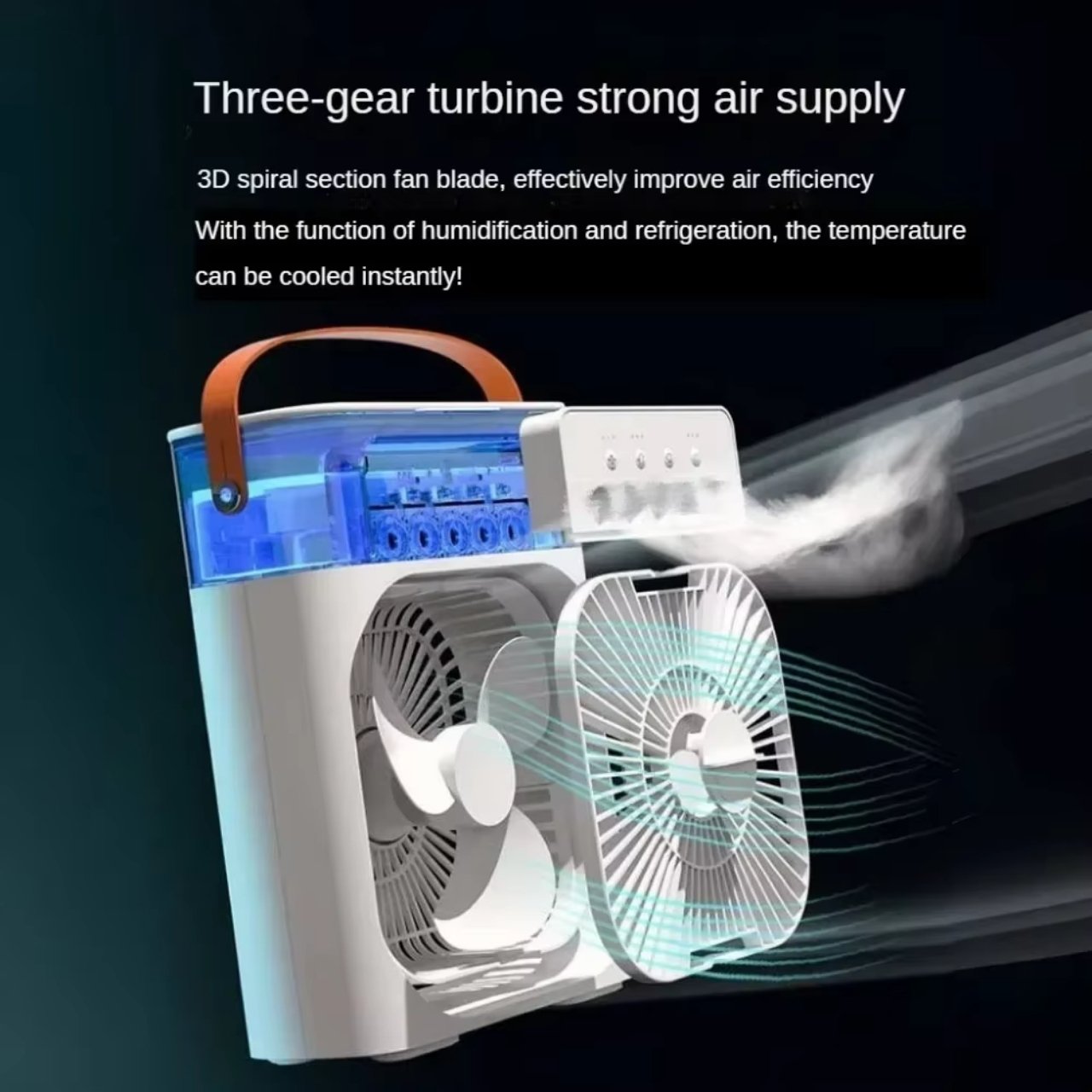 Coolio, 3-in-1 portable fan with humidifier function, LED light and cooling - Image 4