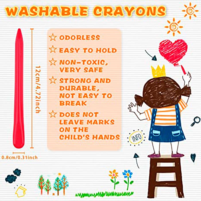 Crayons, compact wax crayons (24 pieces) - Image 2