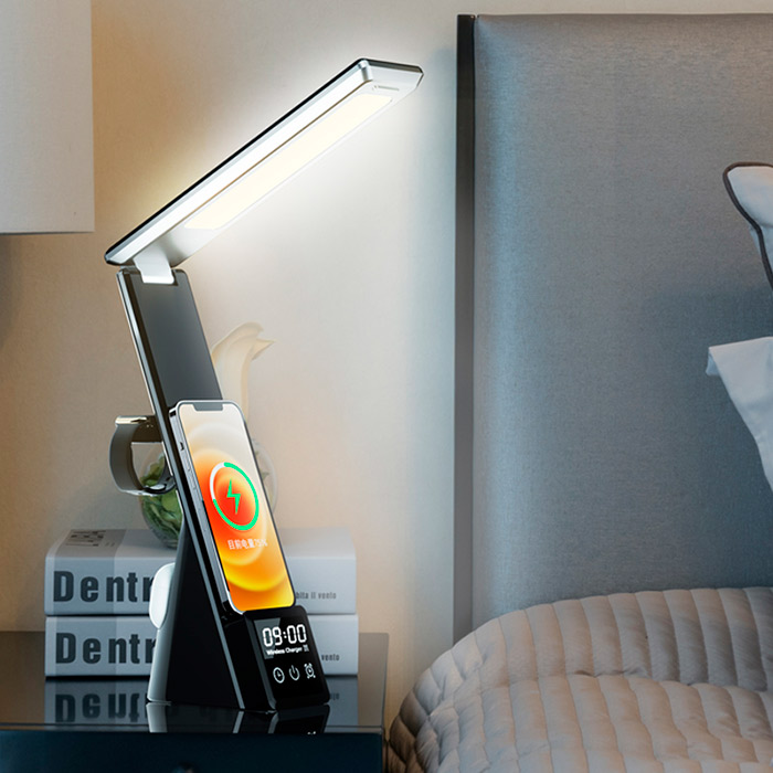 The charging station also has an LED light where you can adjust the type and intensity of the light!