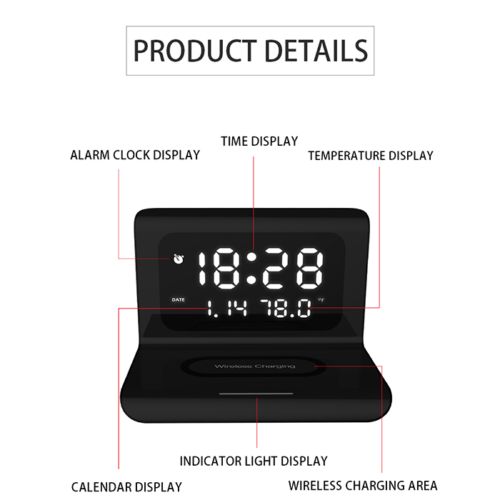DigitalStation, charging station with 4 functions: alarm, calendar, thermometer and wireless charger - Image 2