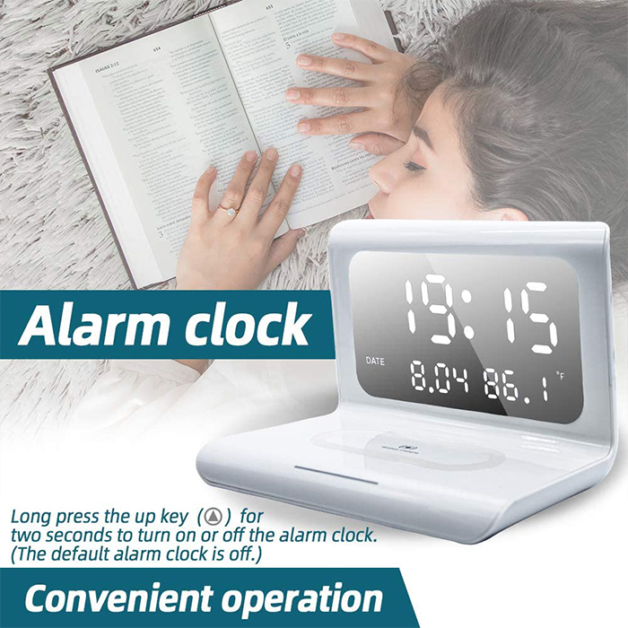DigitalStation, charging station with 4 functions: alarm, calendar, thermometer and wireless charger - Image 5