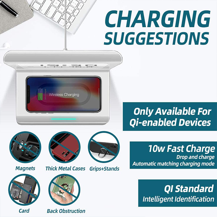 DigitalStation, charging station with 4 functions: alarm, calendar, thermometer and wireless charger - Image 6