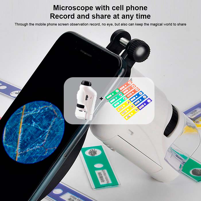 The portable microscope is a great choice for learning about the micro world, with magnification from 60x to 120x!
