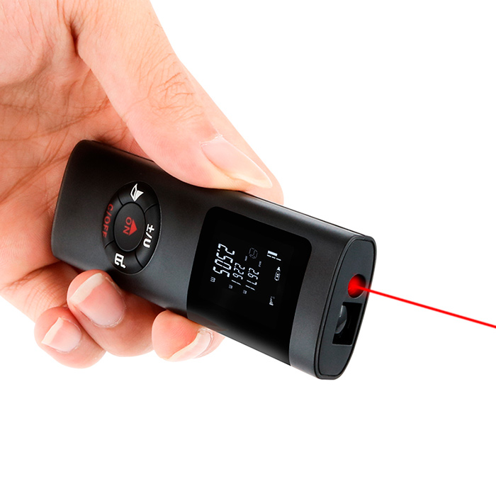 The laser distance meter will measure length, area or volume with an accuracy of ±0.0015 m!