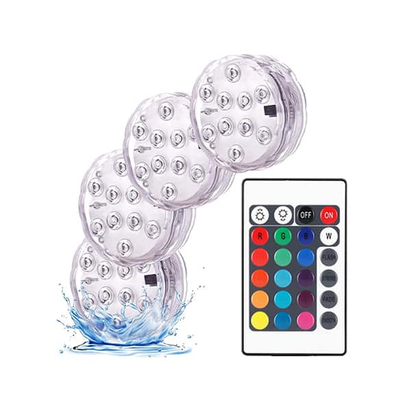 GlowWaterLights, 4 waterproof LED lights with remote control