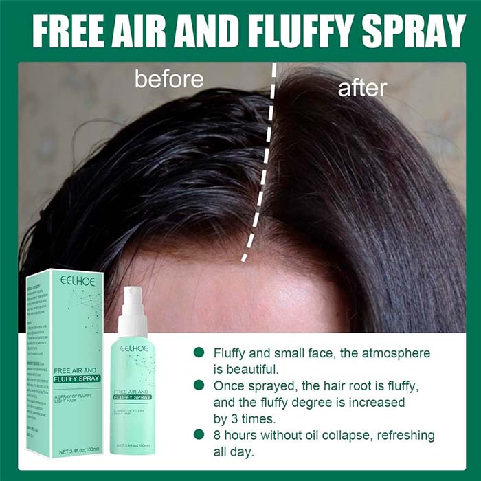 The spray gives more volume and the hair feels heavenly soft to the touch.