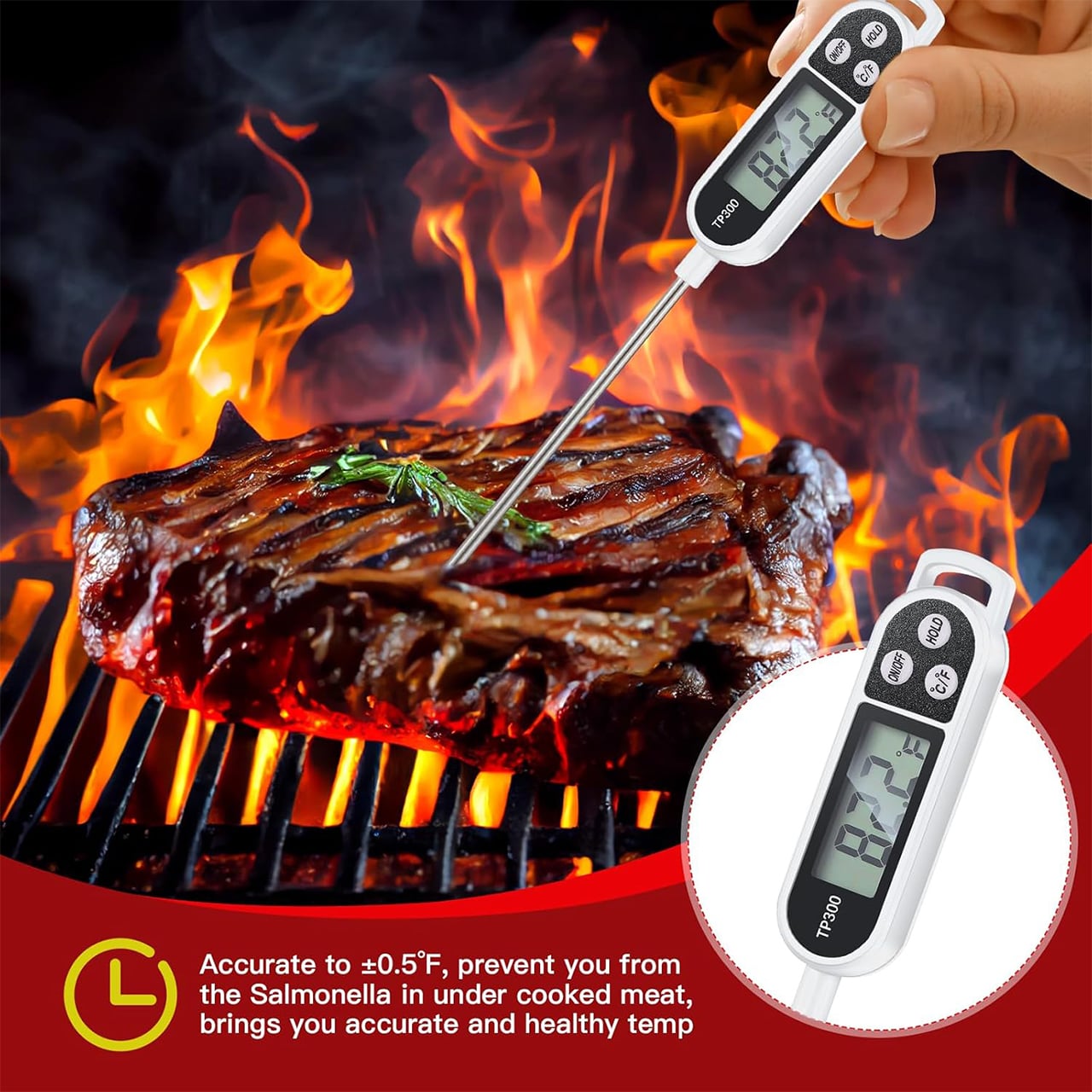 Accurate temperature measurement from -50 to +300 degrees Celsius!
