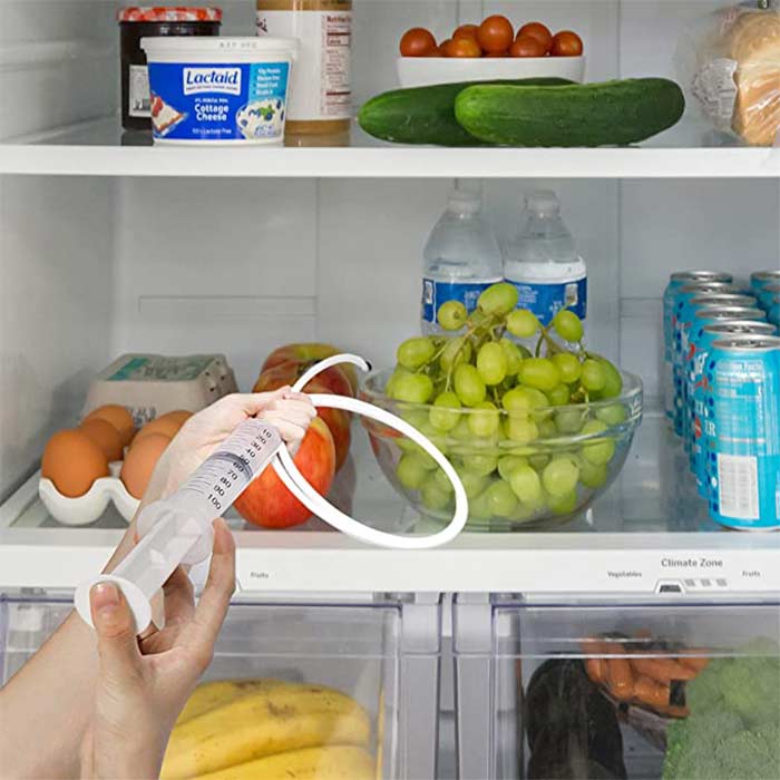 Helps unclog the drain hole in the fridge.