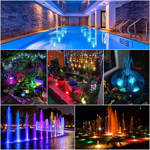 The lights are waterproof, so you can use them in the pool, aquarium, vase, etc.