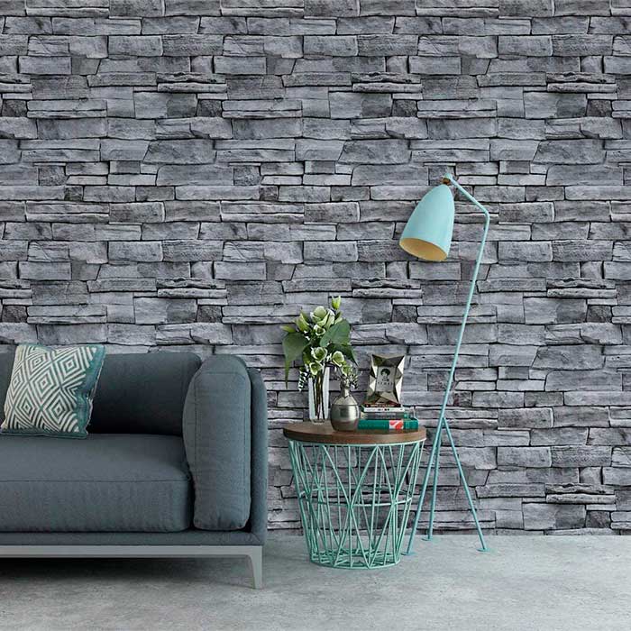 GreyBricks, self-adhesive wall stickers with 3D grey brick look - Image 3