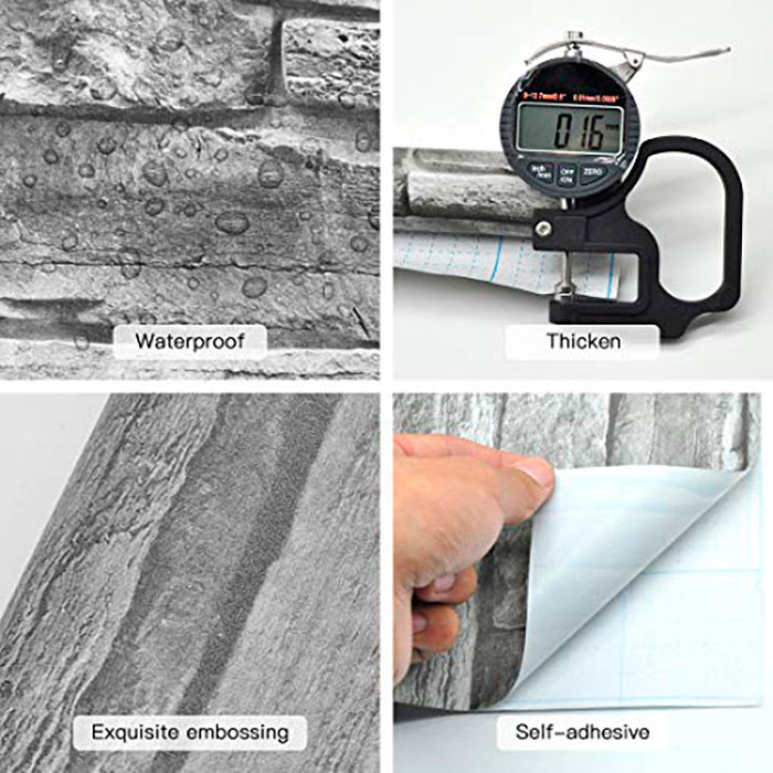GreyBricks, self-adhesive wall stickers with 3D grey brick look - Image 4