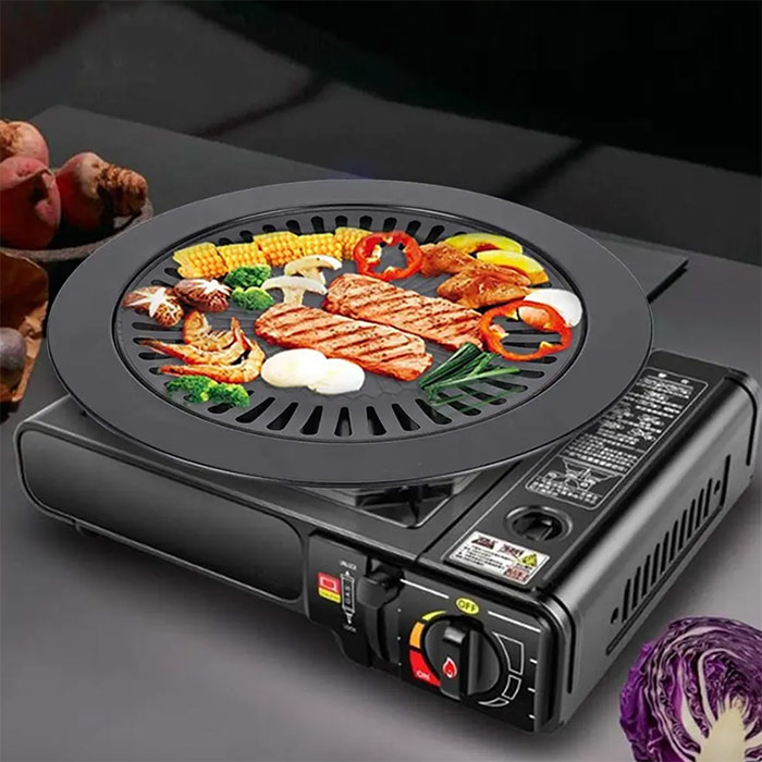 Simply place the bottom of the plate on the stove or warmer and use the top to cook meat, vegetables, etc.