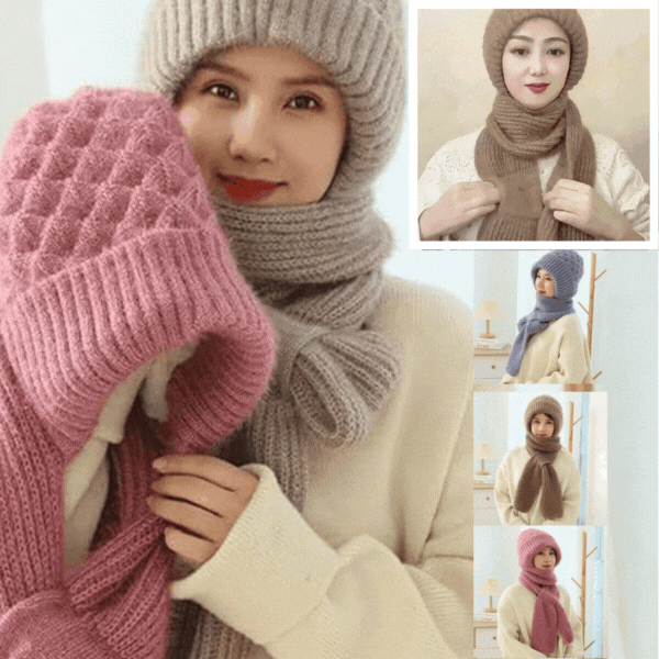 Knitted winter hood scarf - Image 1