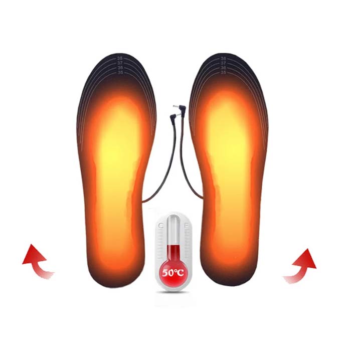 The shoe warmers heat up to 40 to 50°C!