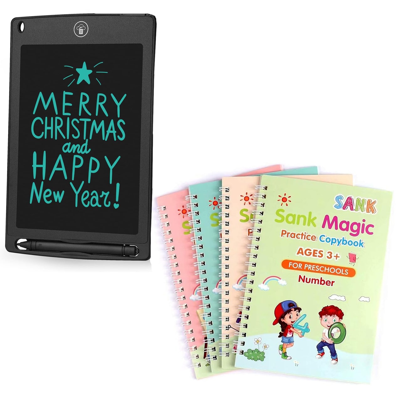 KidsBundle, LED pen tablet and 4 magic pencil workbooks for learning to write and draw - Image 2