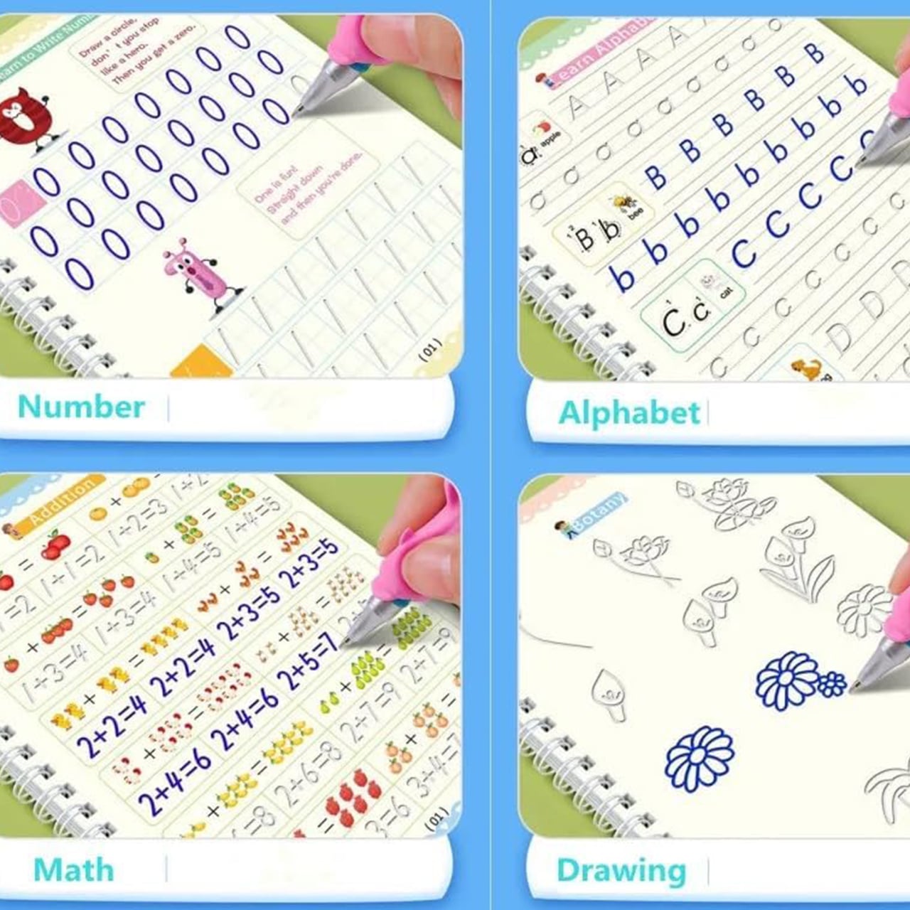 KidsBundle, LED pen tablet and 4 magic pencil workbooks for learning to write and draw - Image 4