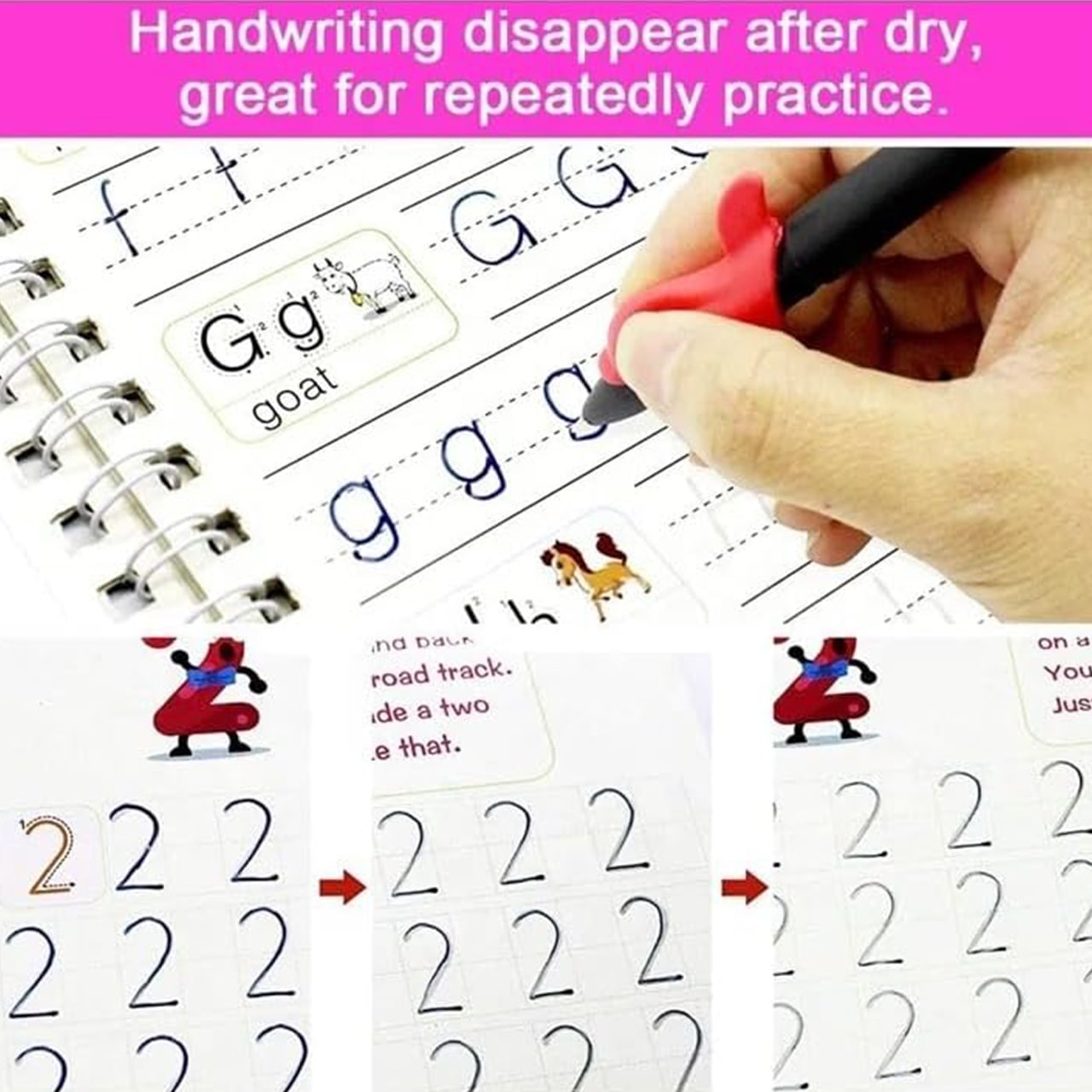 KidsBundle, LED pen tablet and 4 magic pencil workbooks for learning to write and draw - Image 5