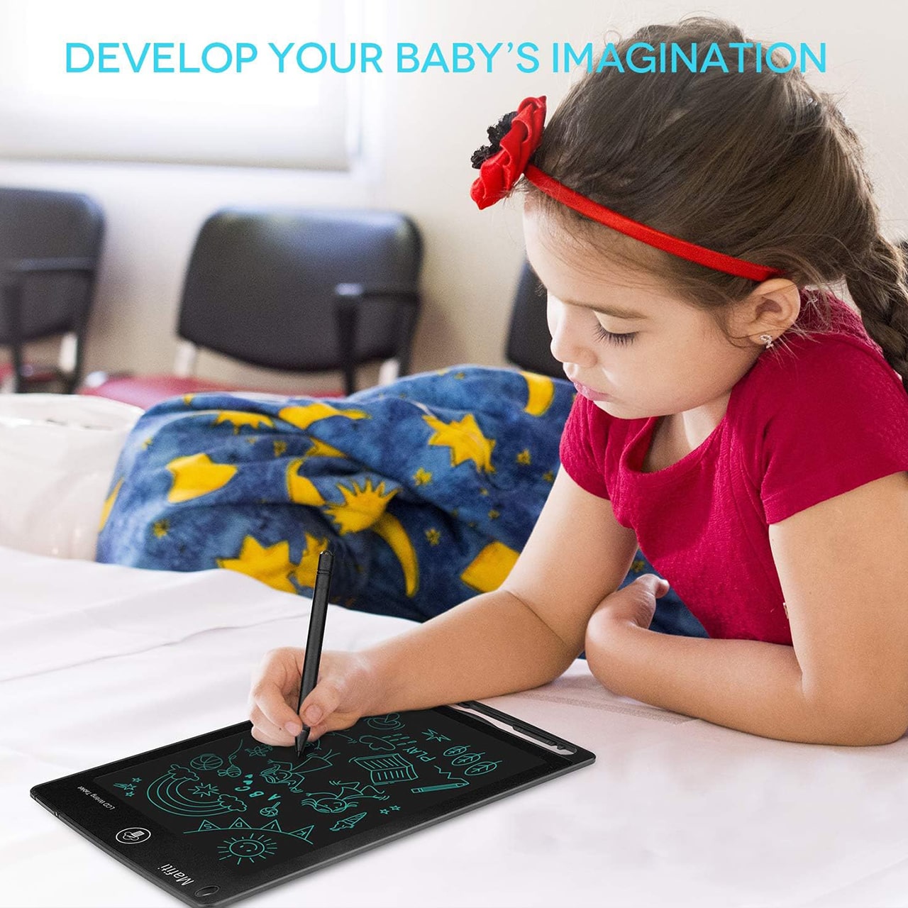 The tablet allows you to create notes, draw, play games, leave notifications and messages - over and over again!