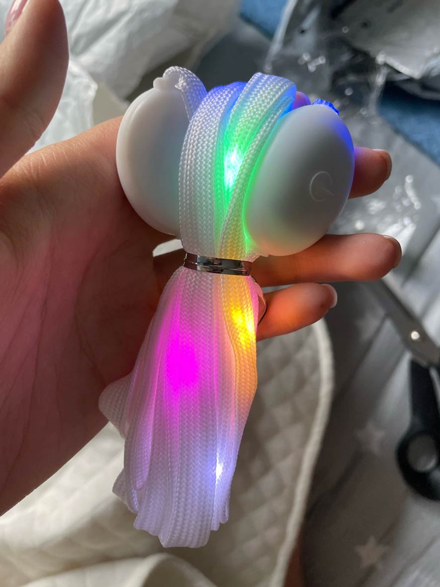 LedLaces, glittering shoelaces - white with colourful led lights - Image 3