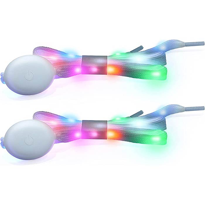 LedLaces, glittering shoelaces - white with colourful led lights - Image 6