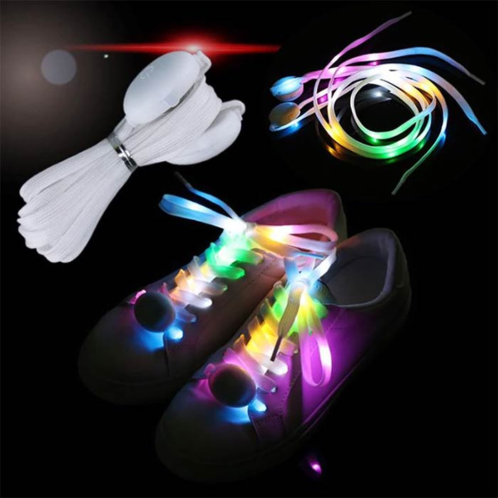 LedLaces, glittering shoelaces - white with colourful led lights - Image 7