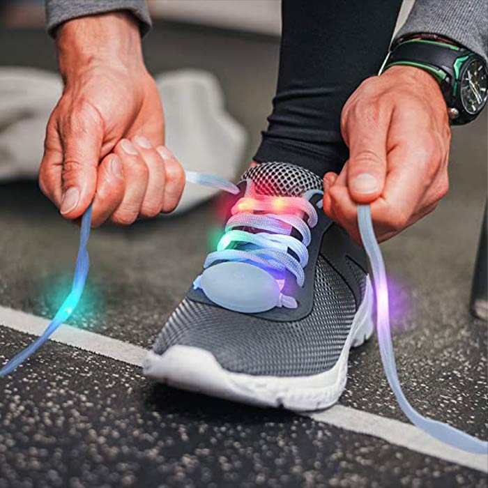 Laces with lights are suitable for different types of footwear - sports shoes, fashion sneakers, skates, etc.