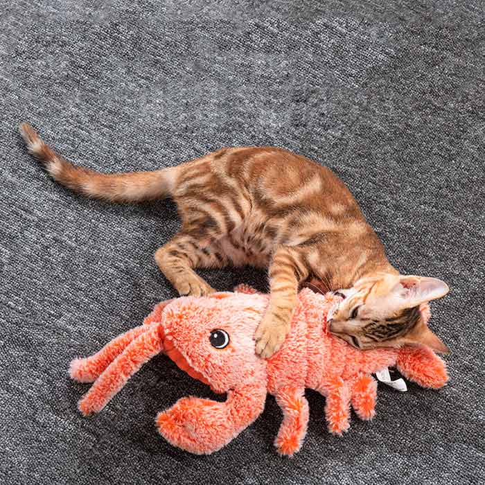 The dog toy has a motion sensor, so it moves when your pet touches it!